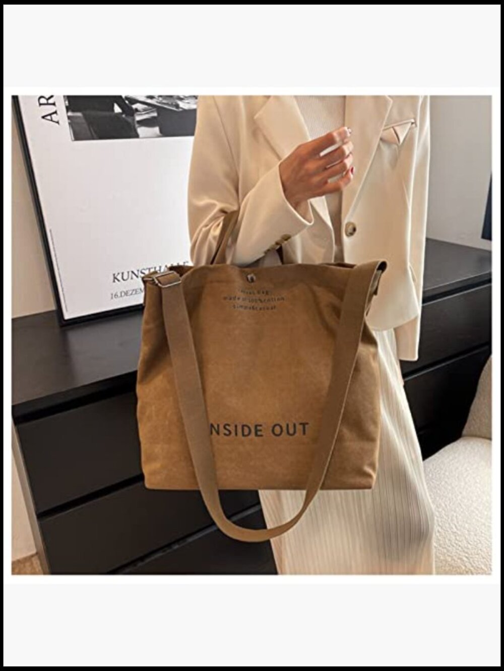 Canvas Tote Bag Crossbody Shoulder Satchel Work Shopping Versatile Handbag - Picture 6 of 7